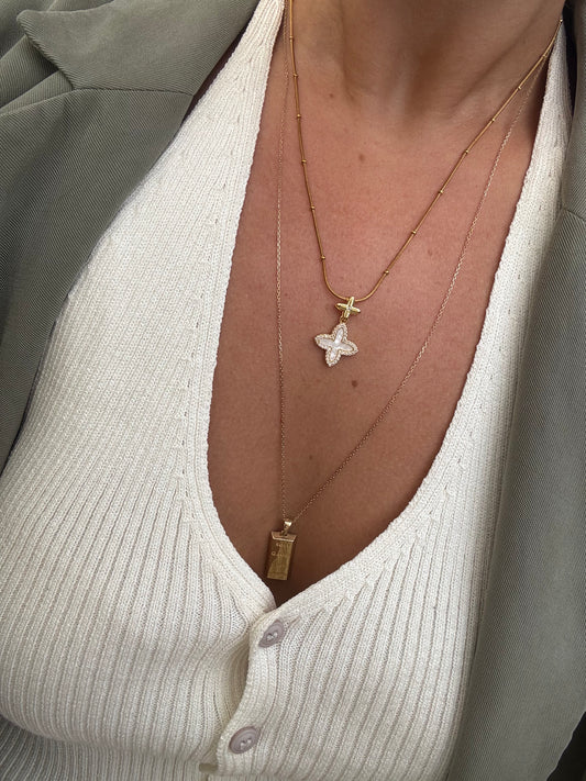 Kleeblatt Kette Weiss