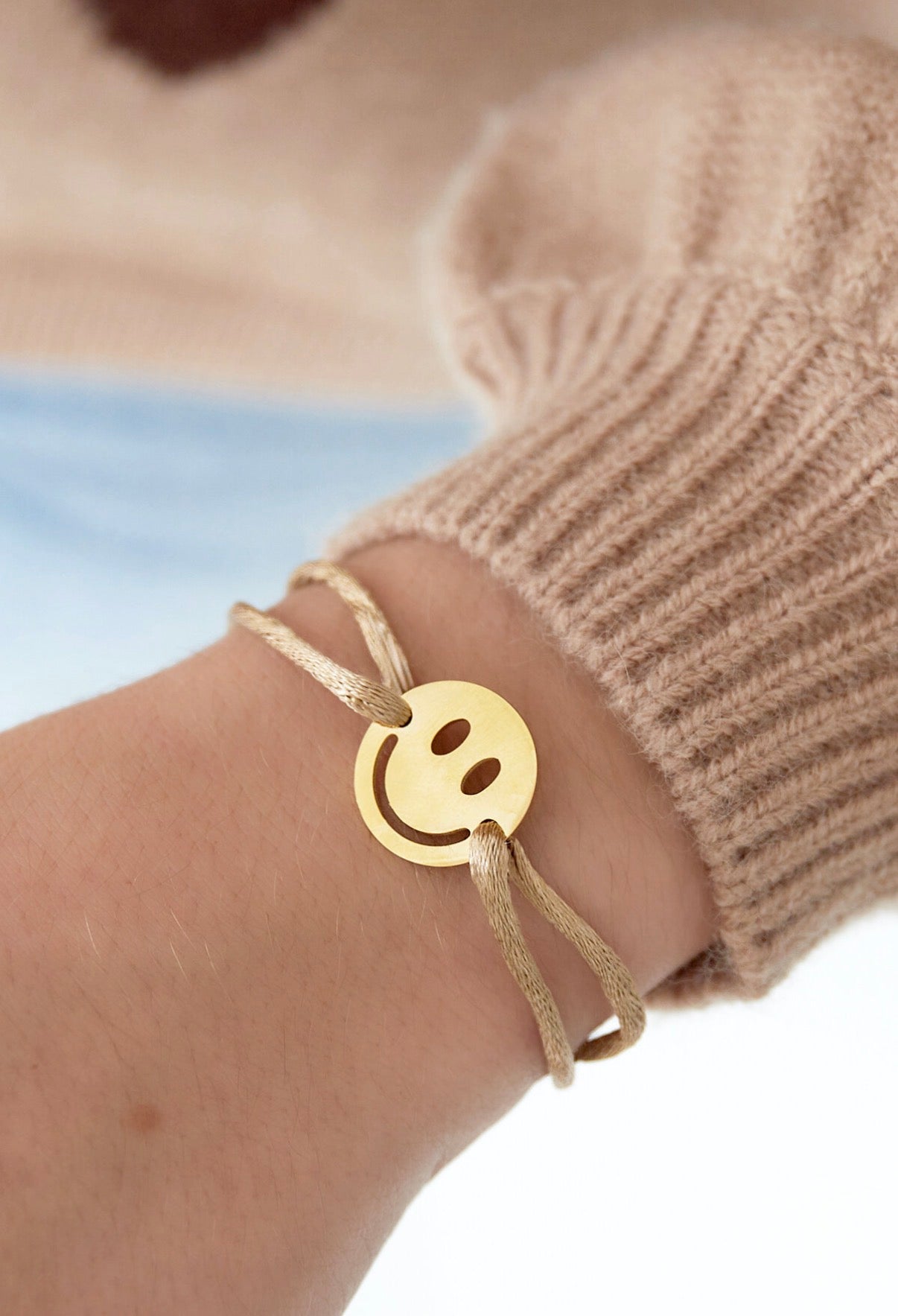 Verstellbares Smiley Armband aus Edelstahl