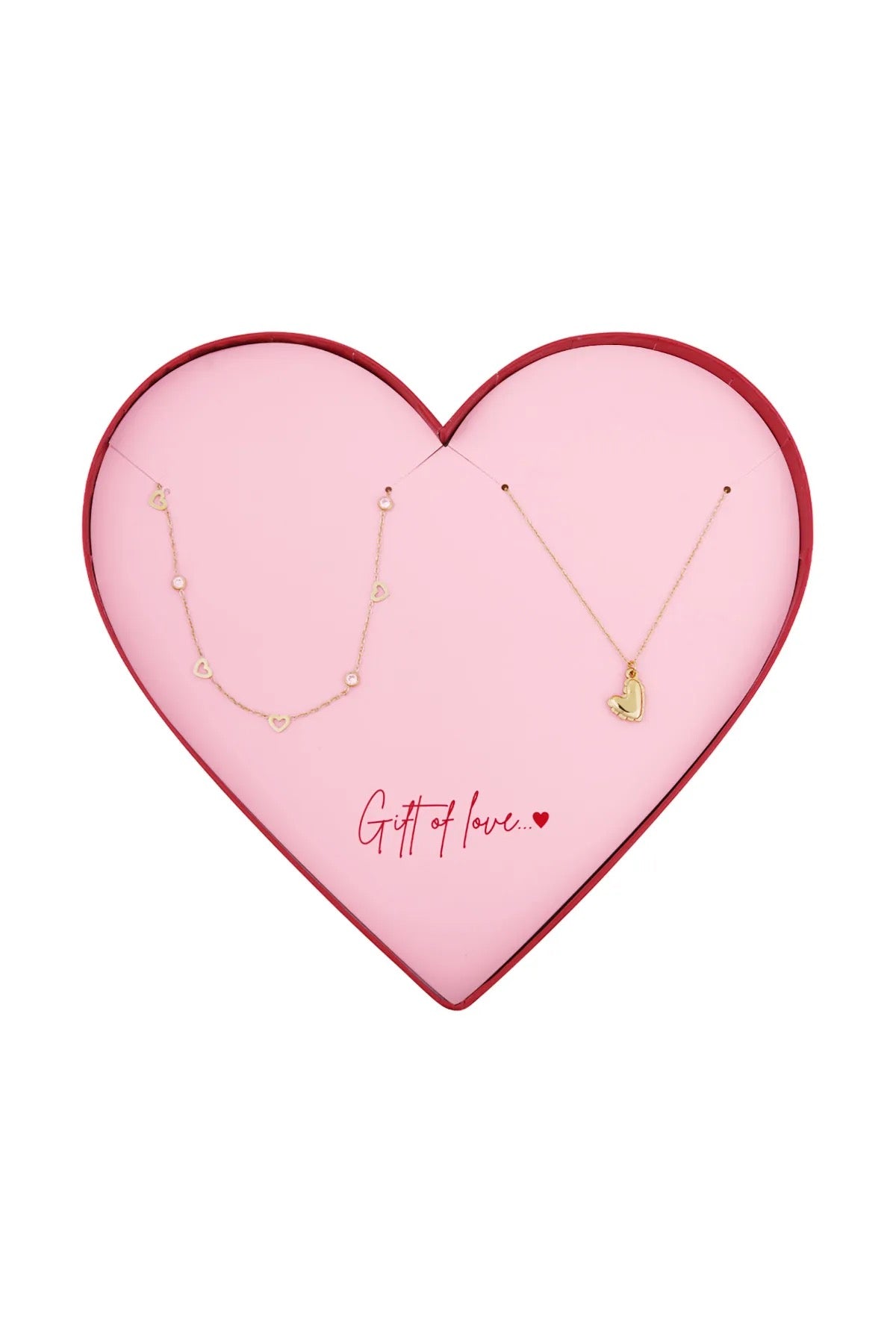 Goldfarbenes Edelstahl-Ketten-Set mit Herzen – 2-teilig