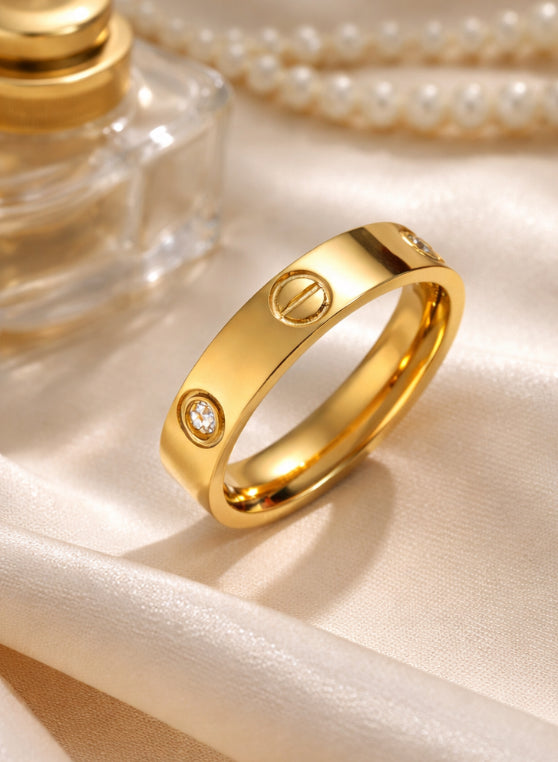 Goldfarbener Edelstahlring