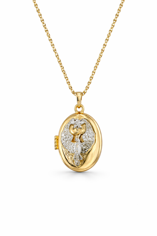 Alya Kette Medaillon-Kette mit Zirkonia Engel