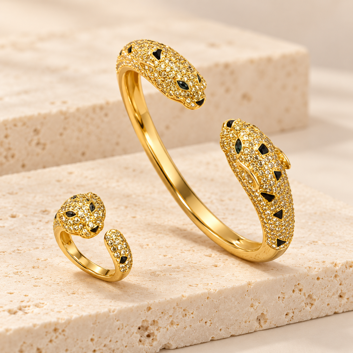 Panther-Schmuckset „Panthera“ – Armreif & Ring