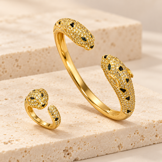 Panther-Schmuckset „Panthera“ – Armreif & Ring