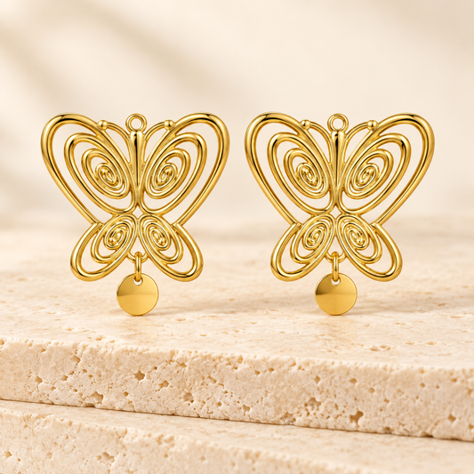 Schmetterlings-Ohrringe „Mariposa“ – Goldfarben