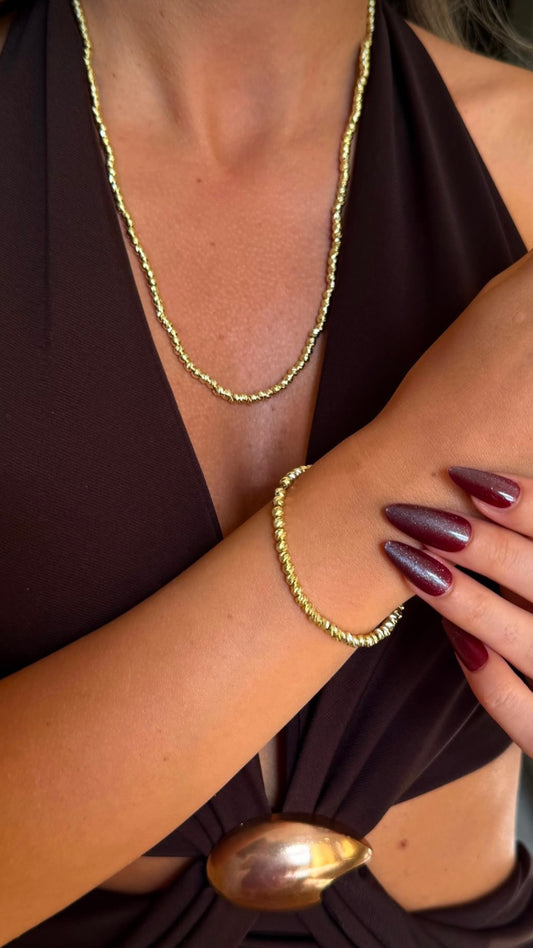 Dorika Vergoldetes Schmuckset – Halskette & Armband