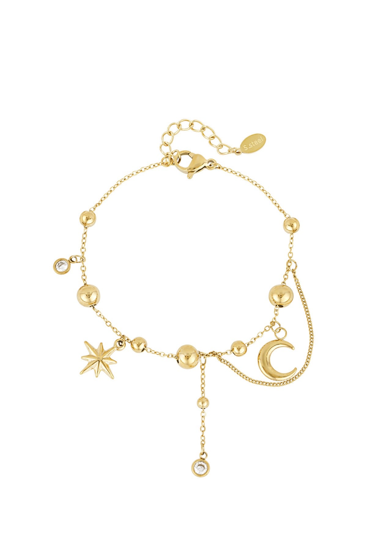 Goldfarbenes Armband mit Mond- & Sternanhängern