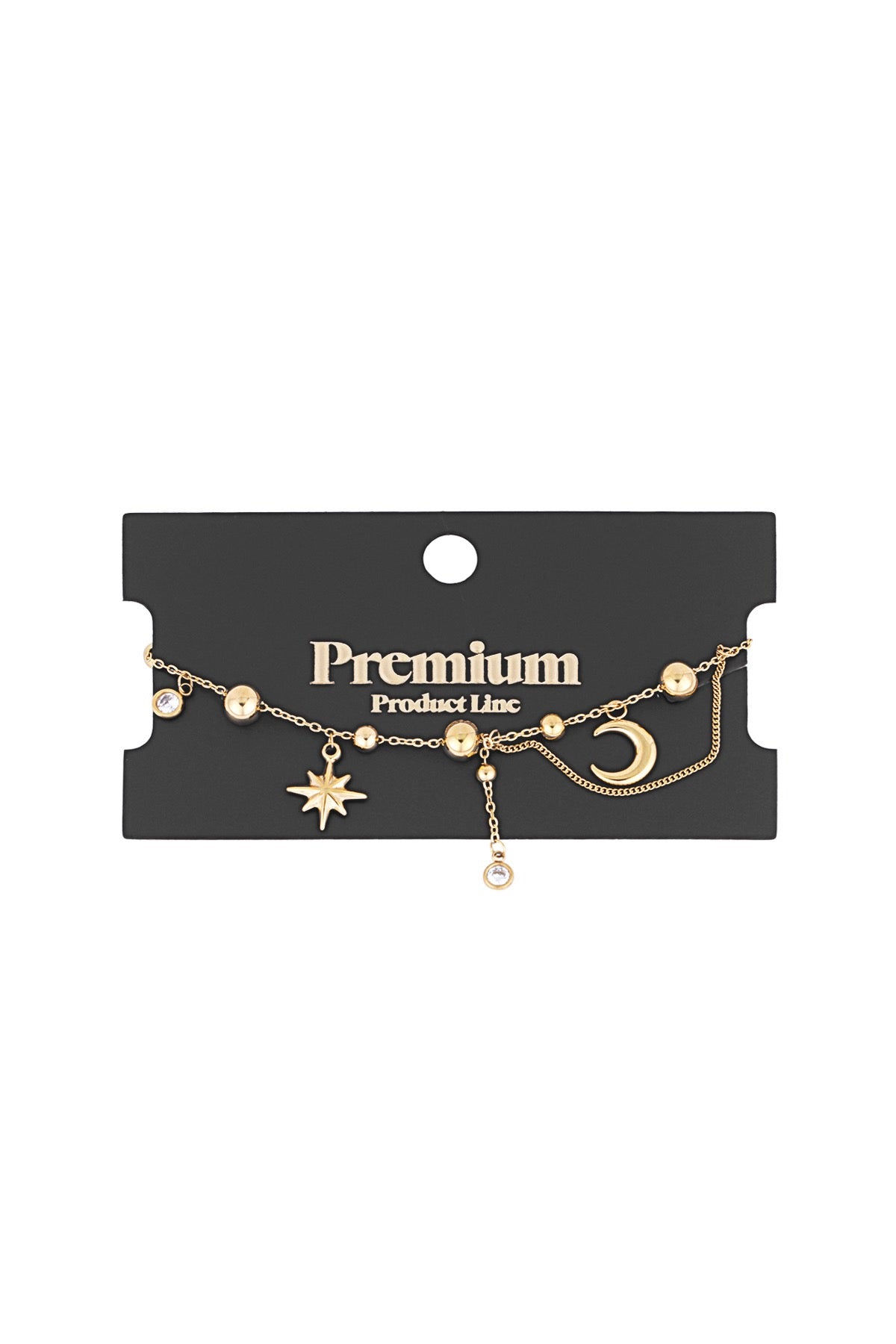 Goldfarbenes Armband mit Mond- & Sternanhängern