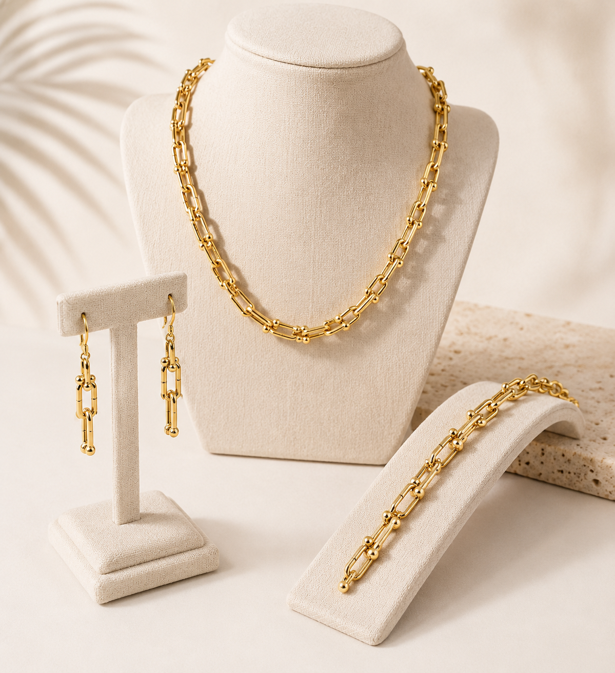 14K Vergoldetes Schmuckset – Halskette, Armband & Ohrringe
